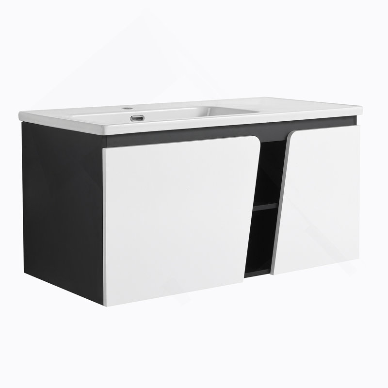 Meuble-lavabo mural 40 po avec lavabo en céramique et porte d'armoire à fermeture en douceur 40 po, 40"