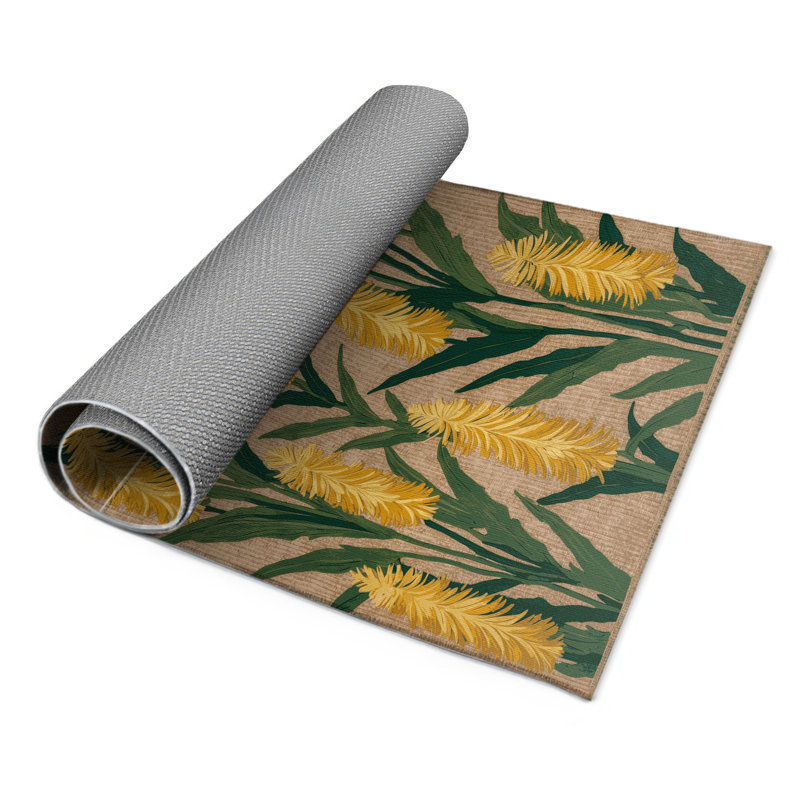 Tapis d'intérieur et d'extérieur brun Botanical, Rectangle 5 pi x 7 pi