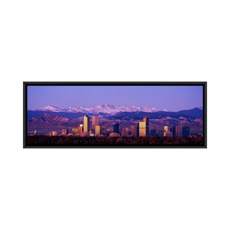 " Denver, Colorado ", 16" H x 48" W x 1.5" D, Black Framed Canvas
