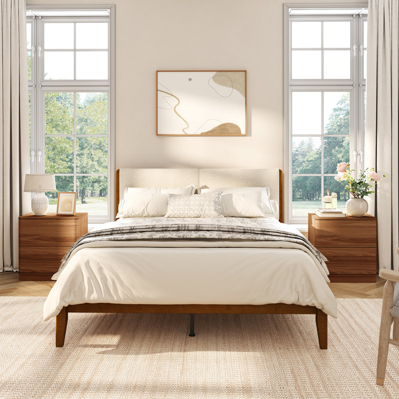 Ensemble de table de chevet 2 tiroirs Minimalist, Noyer