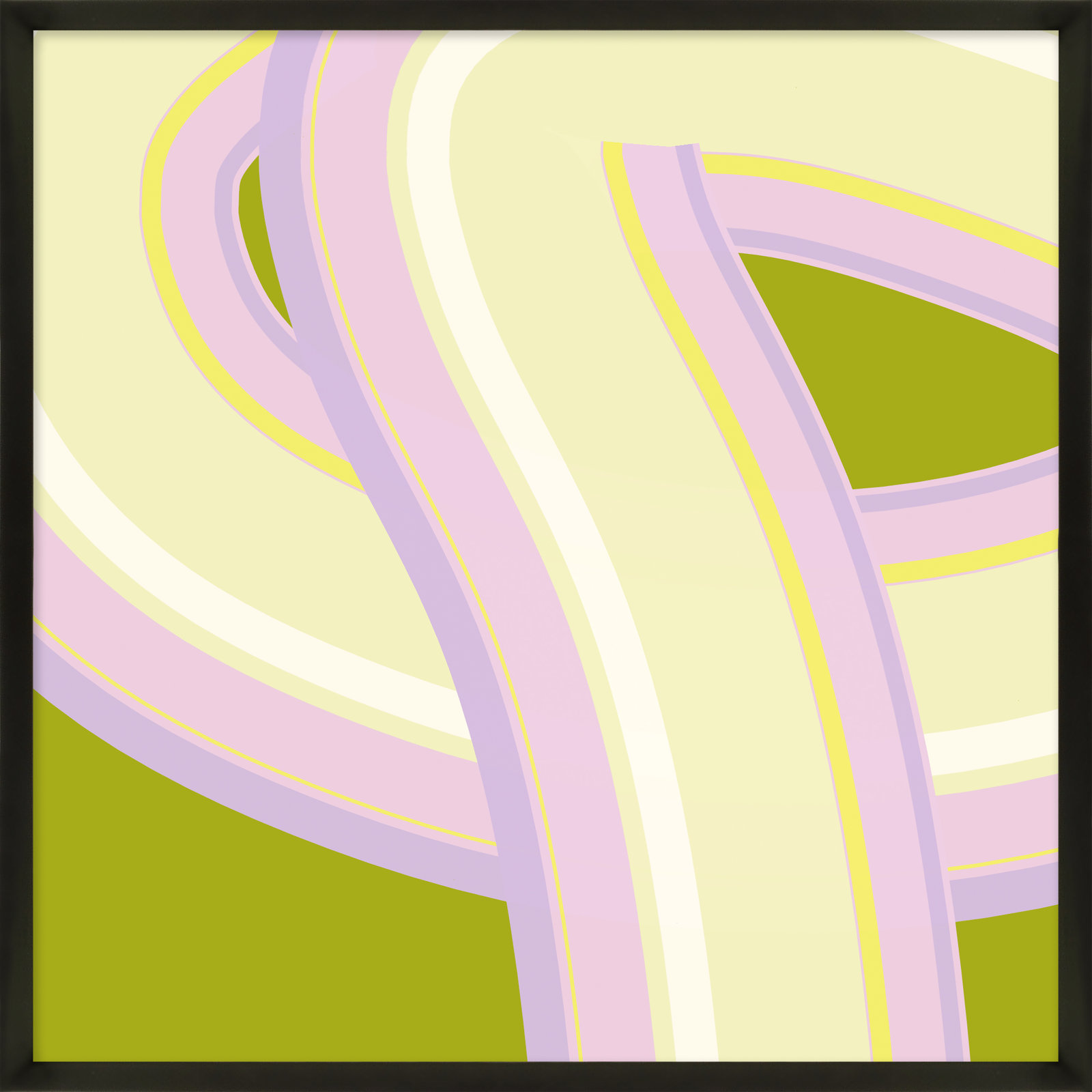 Bubblegum Twist by Jacques Pilon, 16" H x 16" W x 1.25" D, Black Wood