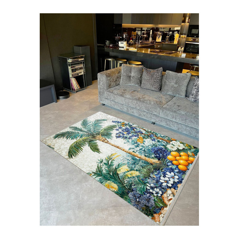 Tapis décoratif lavable à la machine Paris, Sous-tapis rectangulaire de 3 pi 3 po x 4 pi 11 po