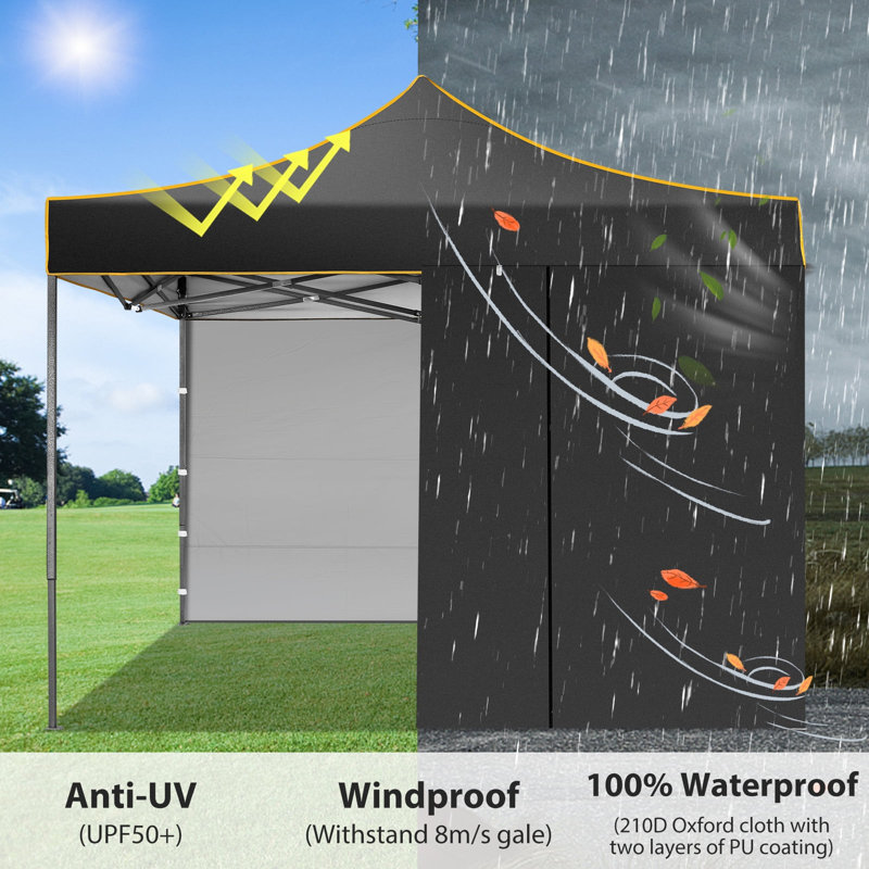 3x3m Pop up Canopy Tent Anti-UV Waterproof Outdoor Gazebo Party Wedding Backyard Canopy, Black