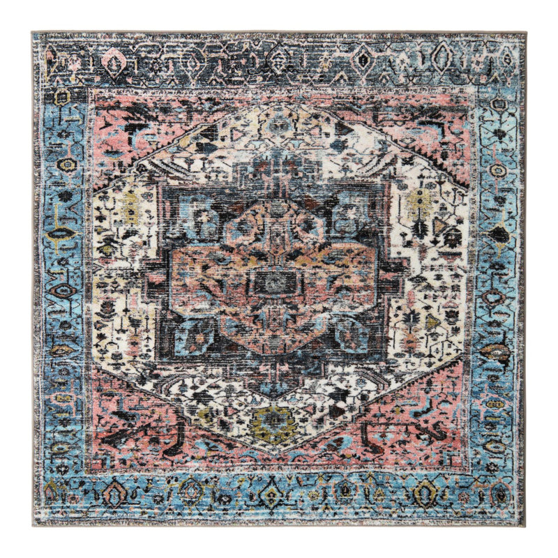 Acelin Oriental Indoor Rug, Square 5'3"
