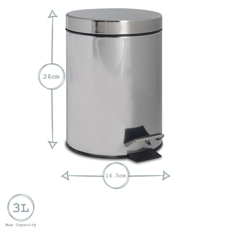 Harbour Housewares - Round Bathroom Pedal Bins, Chrome