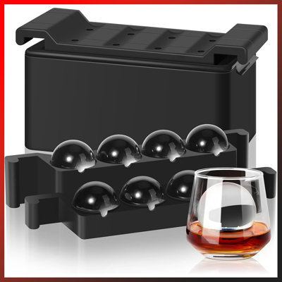 XXL Premium Clear Ice Ball Maker Mold – Set Of 8 Large 2-Inch Round Whiskey Ice Cubes, Reusable Silicone Mold For Cocktails & Spirits  – Perfect Gift For (Boss) Who Have Everything,