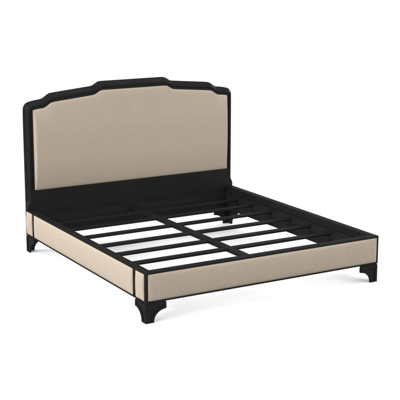Nova Upholstered Bed, American Walnut, Filigree Ivory 100% Polyester