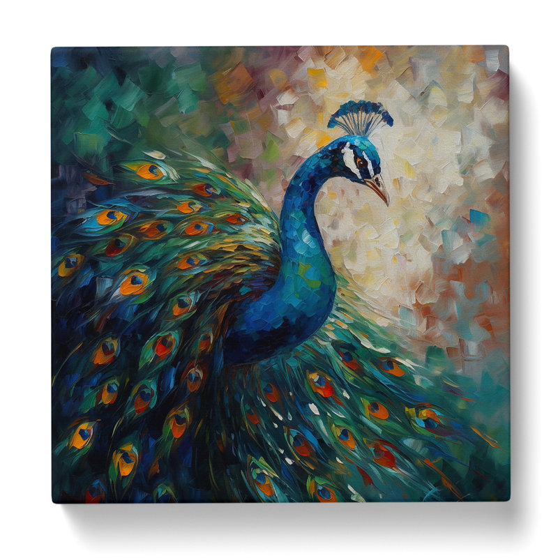 Peacock Palette Knife No.3 - Wrapped Canvas, 35cm H x 35cm W x 3cm D