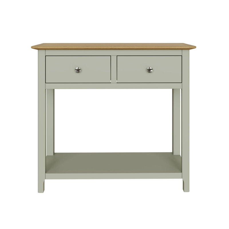 Casiano 85cm Solid Wood 2 Drawer Console Table, Green