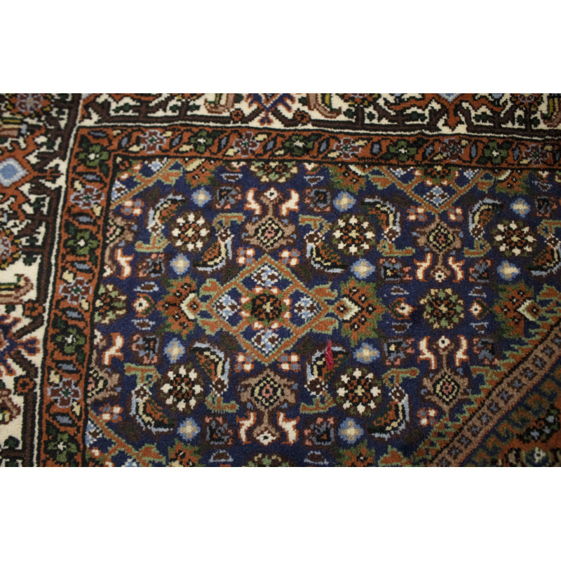 One-of-a-Kind Rectangle 3'8" X 5'6" 1980s Wool Area Rug in Orange/Beige/Blue