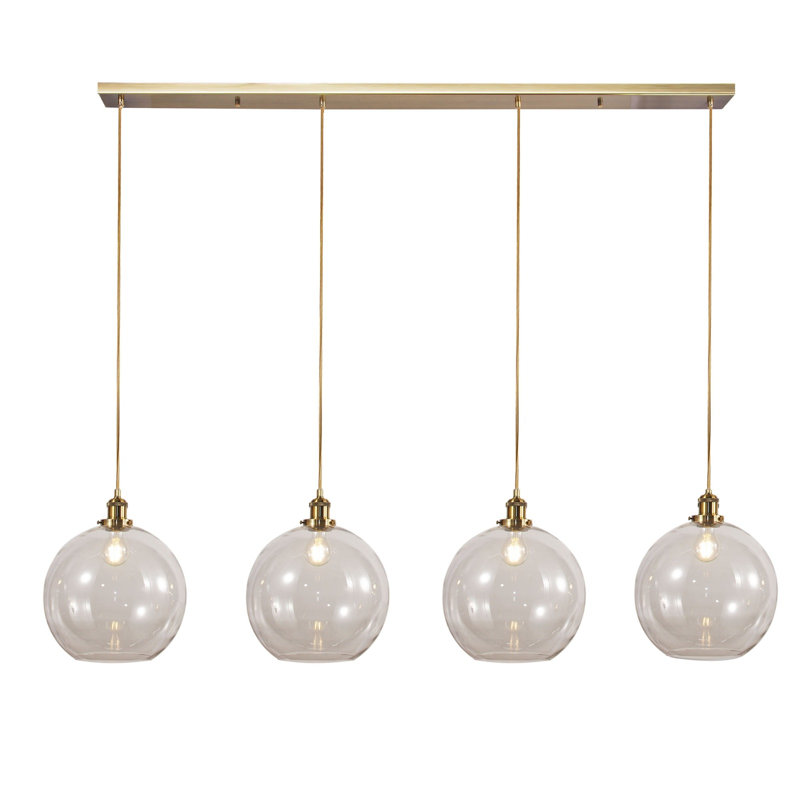 Ayasha 4 - Light Kitchen Island Pendant, Antique Brass, Clear