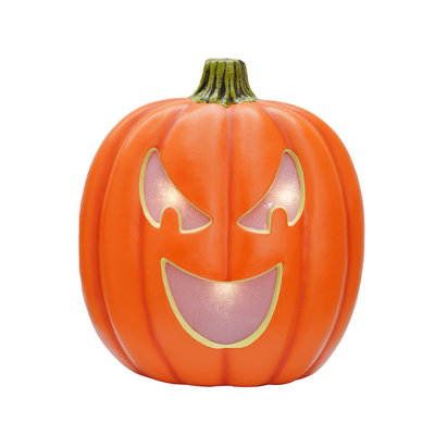 Haunted Hill Farm 1.8-Ft Pumpkin Flatback Halloween Decor With Multicolor LED Lights And Music