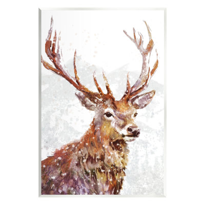 «Winter Deer Mountain Snowfall» par Pip Wilson, peinture