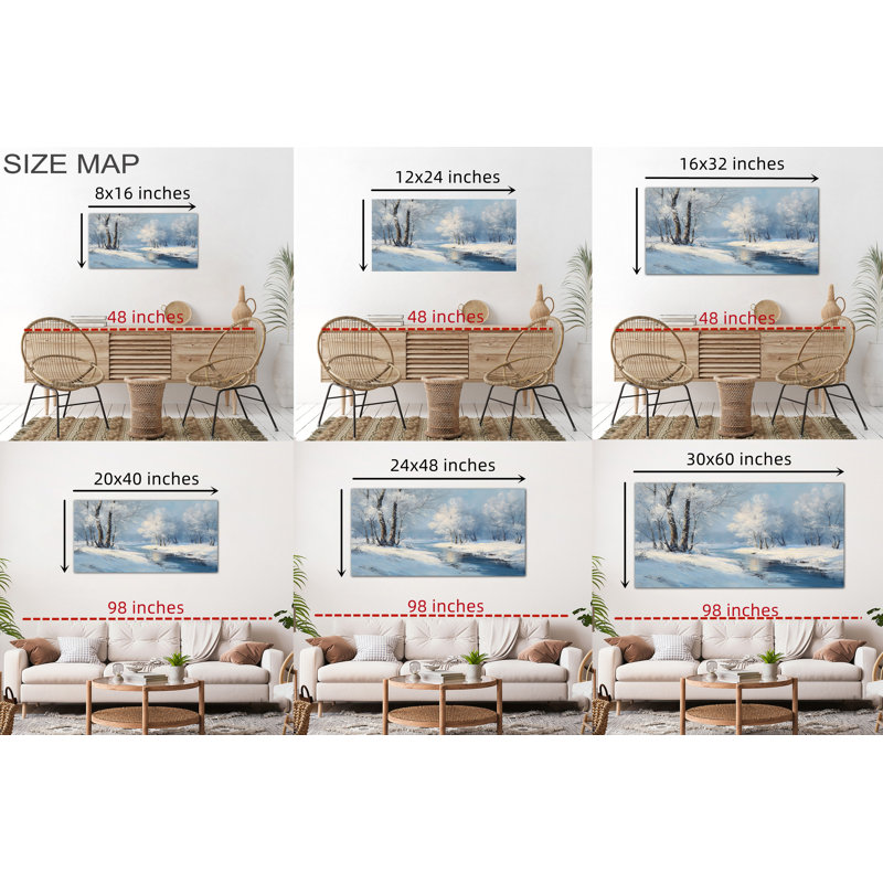 Grande scène hivernale, art mural sur toile, paysage de Noël, impressions sur toile pour le bureau de la chambre à coucher, pin enneigé, forêt d'hiver, affiche d'art, image 30 x 60 po