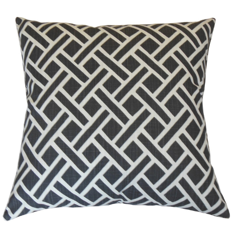 Ceara Square Pillow Cover & Insert, Height(18") x Width(18"), Ink