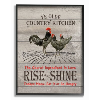Old Country Kitchen Rise & Shine by Lettered and Lined - Picture Frame Textual Art Print -  Gracie Oaks, 35AF3B43F4A944C2A318F4DAC49D863A