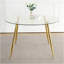 Table en verre moderne simple de 47,2 po, matériau en métal de verre trempé de haute qualité, pieds plaqués or, convient pour la cuisine de restaurant (ensemble de 1)