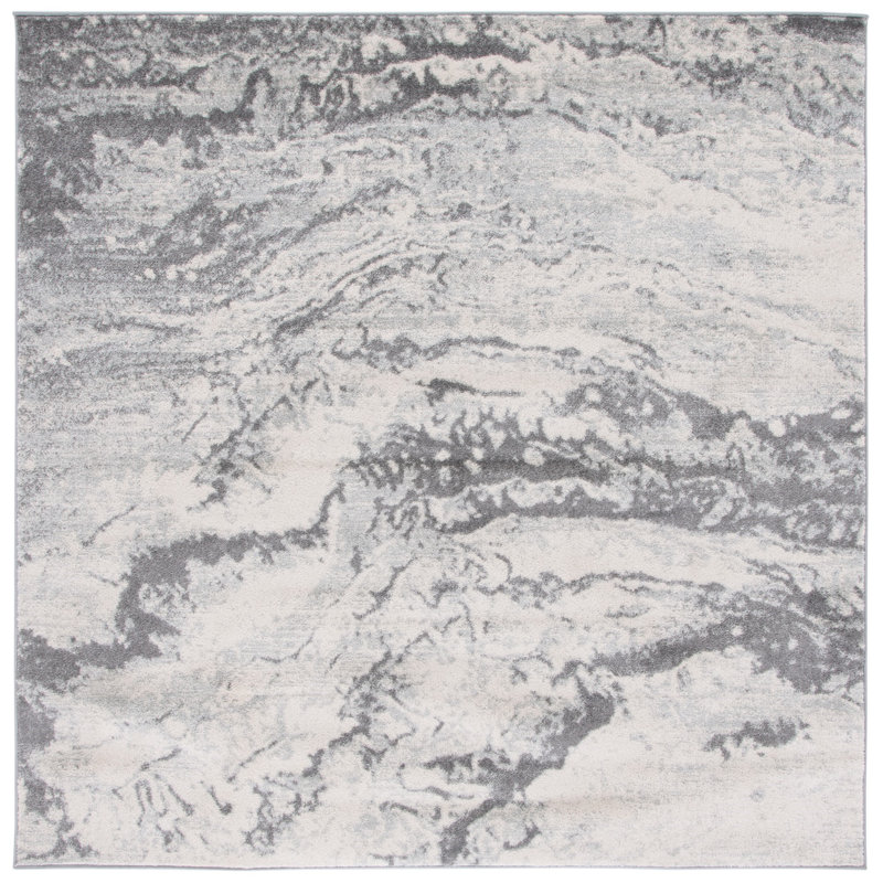 Shelvin Performance Abstract Rug, Square 6'7"