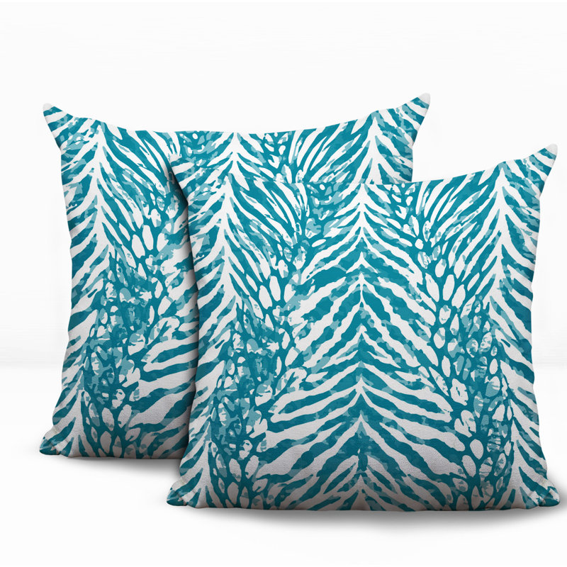 Oreiller réversible intérieur / extérieur Gorgi, 18x18, Turquoise