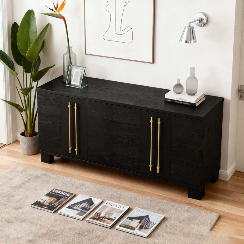 Sideboard Buffet Cabinet with Storage, Black