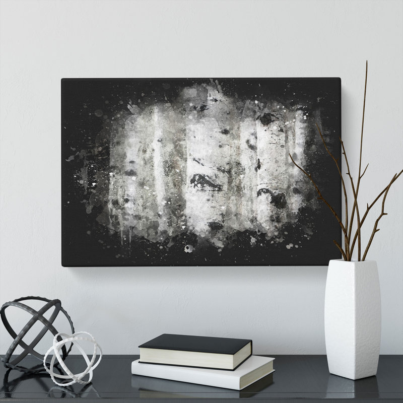Silver Birch Tree Forest - Wrapped Canvas Painting, 60cm H x 91cm W x 3cm D