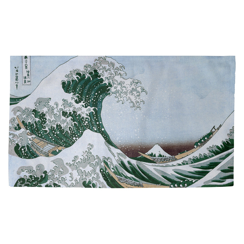 Paillasson d’intérieur The Great Wave Dobby, Rectangulaire 7 pi 2 po x 5 pi 4,5 po, Gris / vert