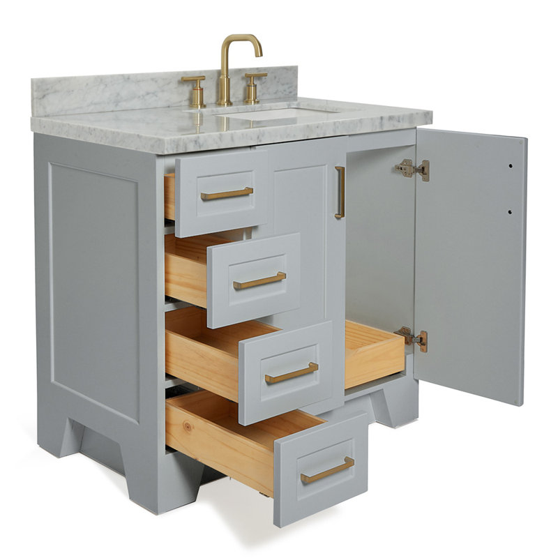 ARIEL TAYLOR 37 IN LEFT OFFSET RECTANGLE SINK VANITY, Gray, Right , Rectangle