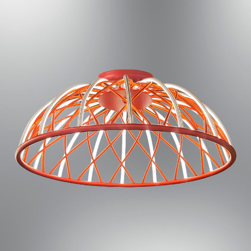 Elegant Red Chandelier, Metal Body with Acrylic Cap, 29.9 in Diameter x 11.8 in Height | 1 x 70W LED Socket, 3000K Warm Light, 7000 Lm Brightness | Perfect for Dining Room & Living Spaces, Modern Design
