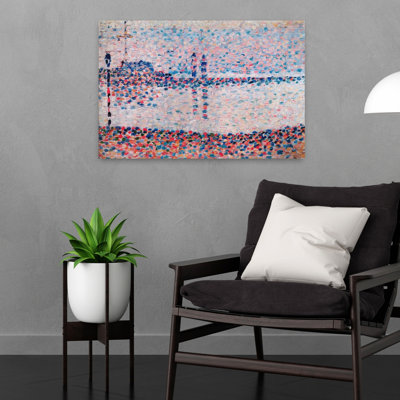 Étude pour le canal à Gravelines, reproduction d'art classique colorée, orchidée, paysage