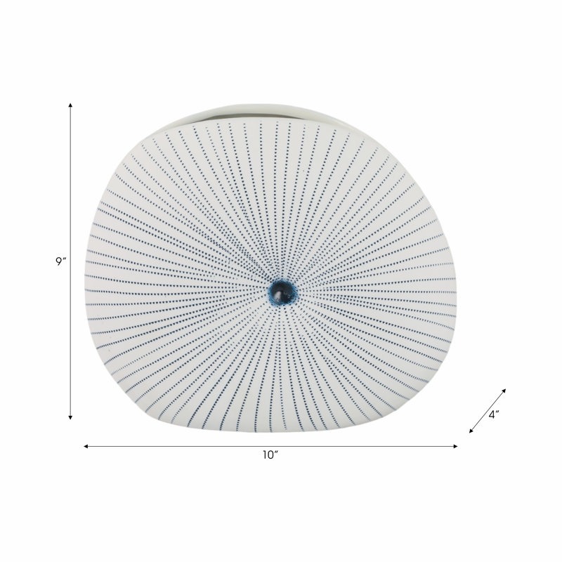 Handmade Stoneware Table Vase, 9" H x 10" W x 4" D, White/Blue