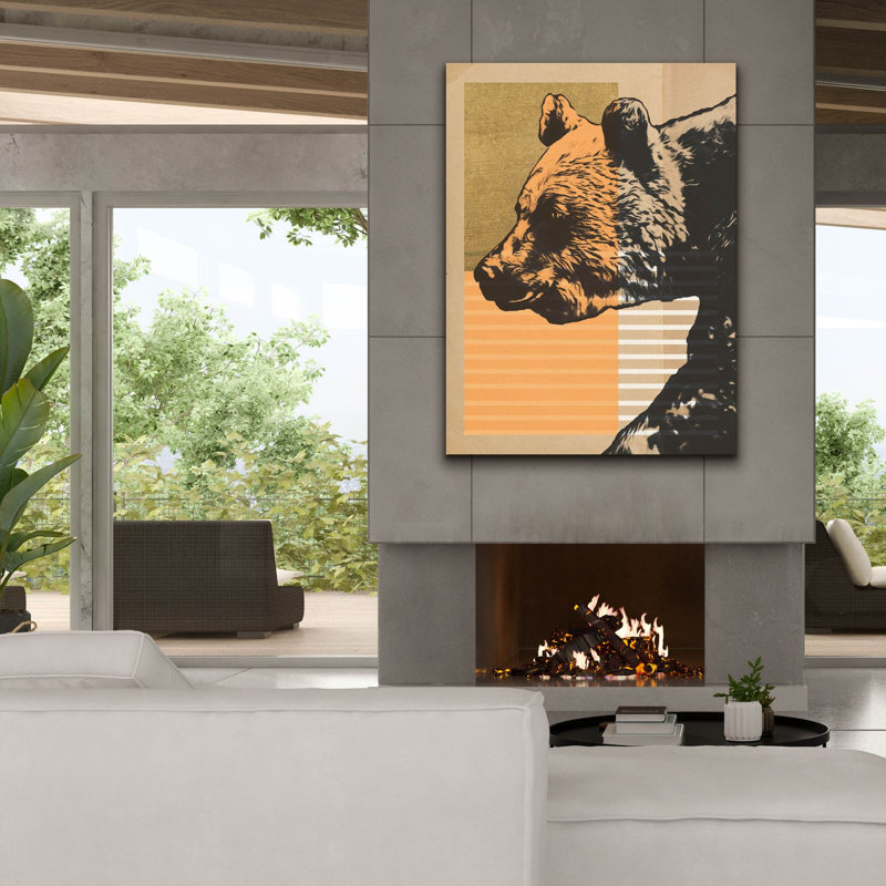  «Gold Geometric Bear 1» par Alonzo Saunders, art mural sur toile, 40 po x 54 po, H 54 po x l 40 po