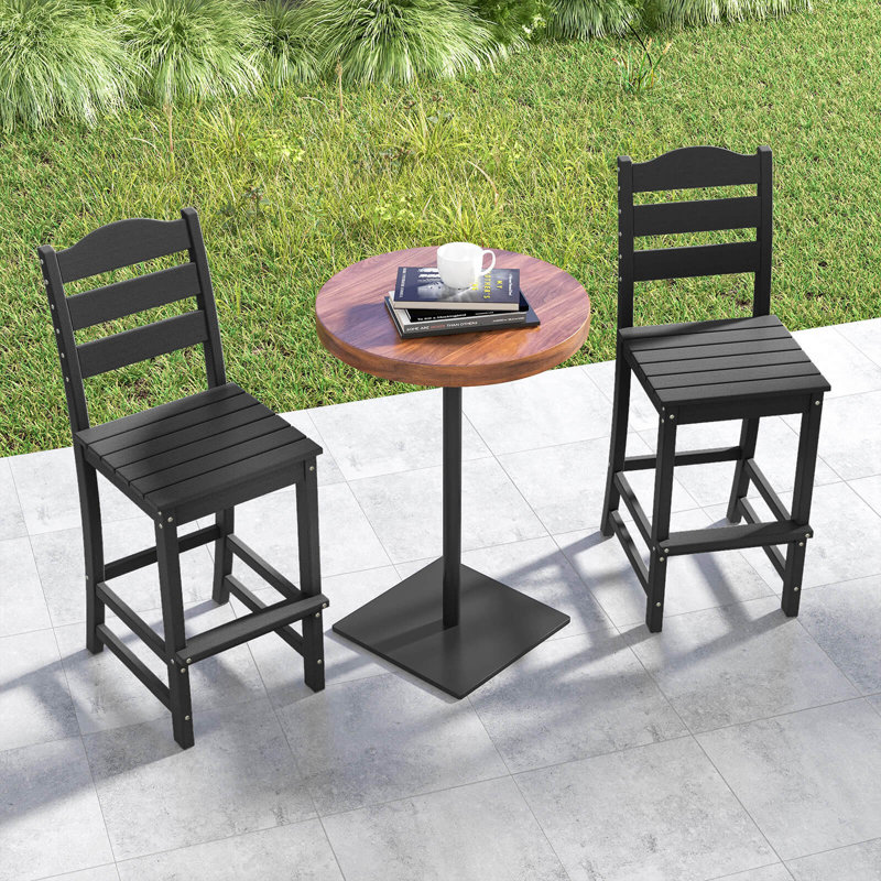 Tabouret de bar extérieur Hdpe, Noir
