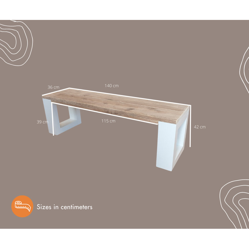 Pittsburg Wooden Garden Bench, Brown/Silver, 43 cm H x 140 cm W x 38 cm D