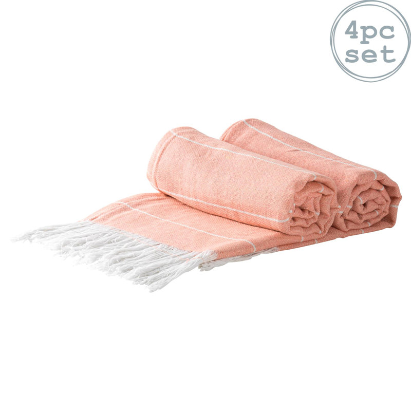 Nicola Spring - Turkish Cotton Bath Towels - 173 x 92cm, Light Orange, 4