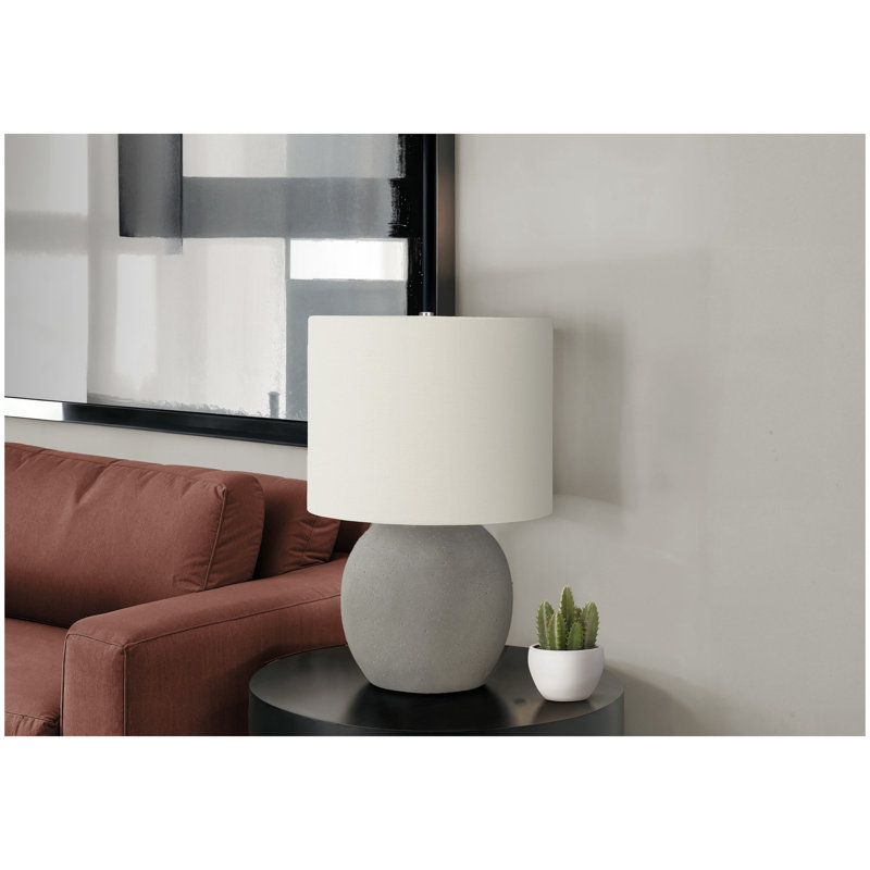 Lighting, 20 po, lampe de table, béton gris, abat-jour ivoire / crème, contemporain