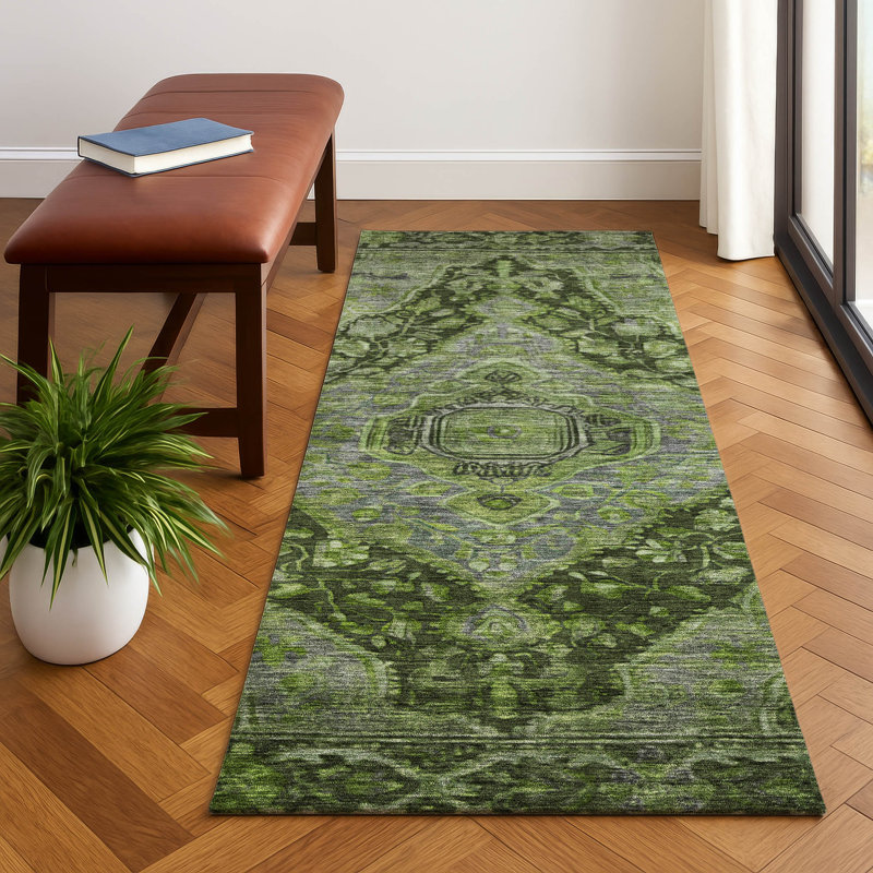 Premium Machine Washable Lubbers AMF1761 Border Rug, Runner 2'3" x 7'6"