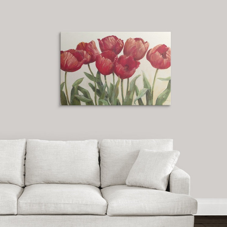" Ruy Tulips " by Carol Rowan, 20" H x 26" W x 1" D, White Framed