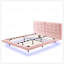 Structure de lit flottante moderne à DEL avec similicuir capitonné et éclairage réglable pour les chambres élégantes-1660418145