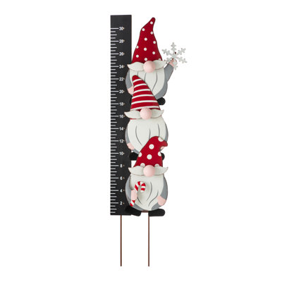 Kaajal 36"H Lighted Wooden Christmas Gnome Snow Gauge Yard Stake or Wall Decor