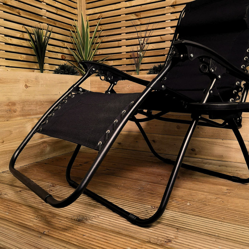 Metal Outdoor Lounge Chair, Black