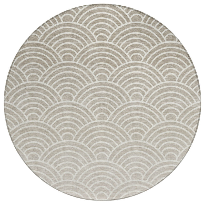 Tapis géométrique intérieur / extérieur lavable à la machine Kugler ACN2414, Rond 8 pi