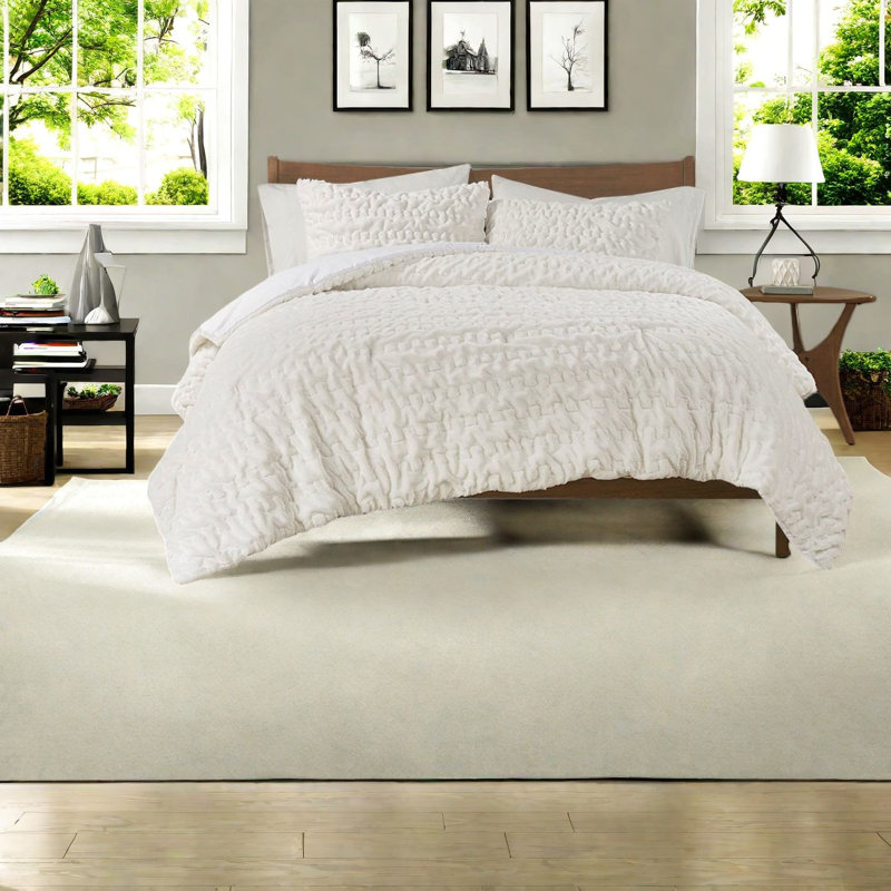 Ensembles de literie en fausse fourrure douillette, polyester moderne