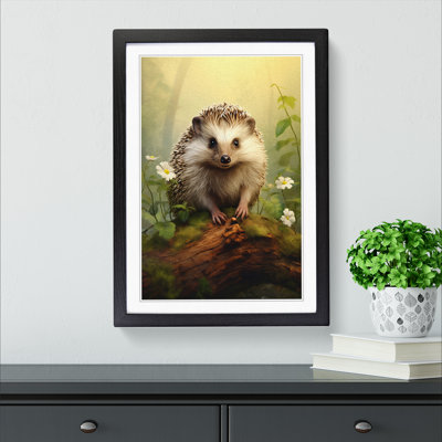 Hedgehog Tachisme No.2 - Single Picture Frame Print on Wood