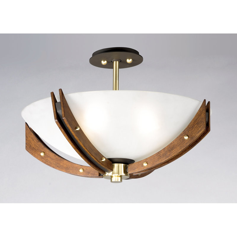 Fairgrove Glass Flush Mount, Bronze/Antique Pecan