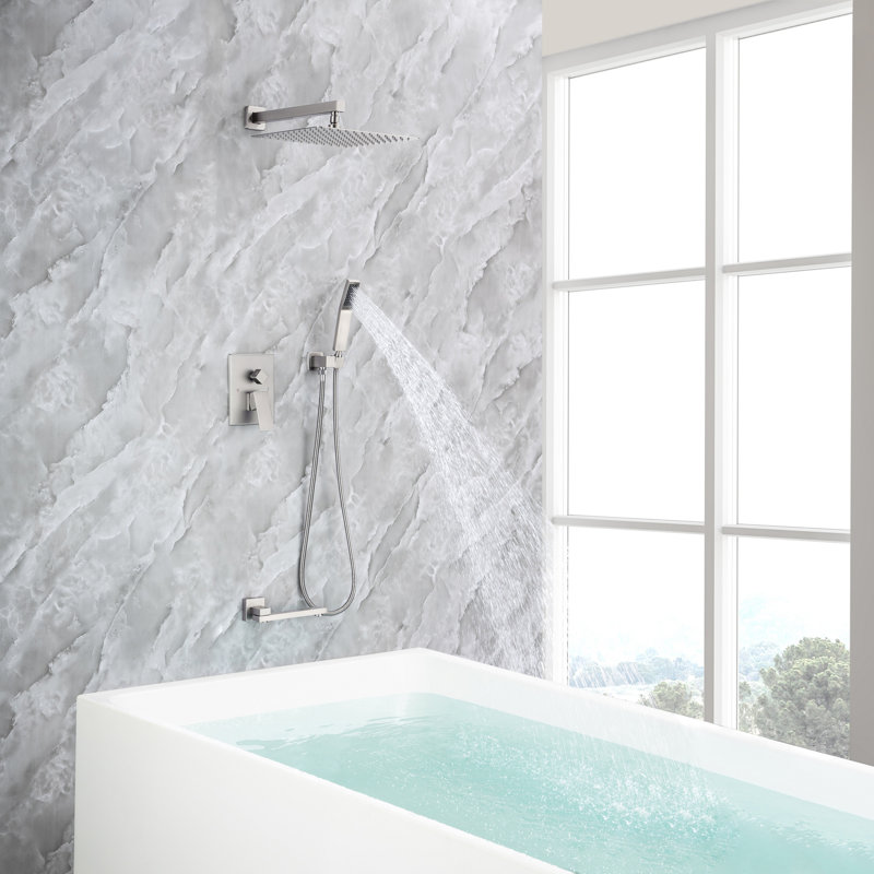 Complete Shower System with Rough-in Valve, Brushed Nickel