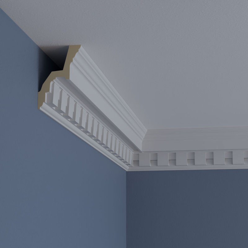 White Urethane Dentil Crown Moulding 94.5" Length