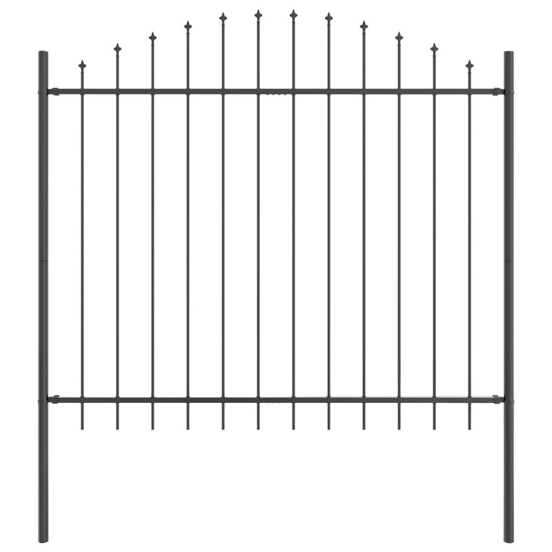 170 cm W Steel Fence Panels Fencing, Grey, 175cm H x 170cm W