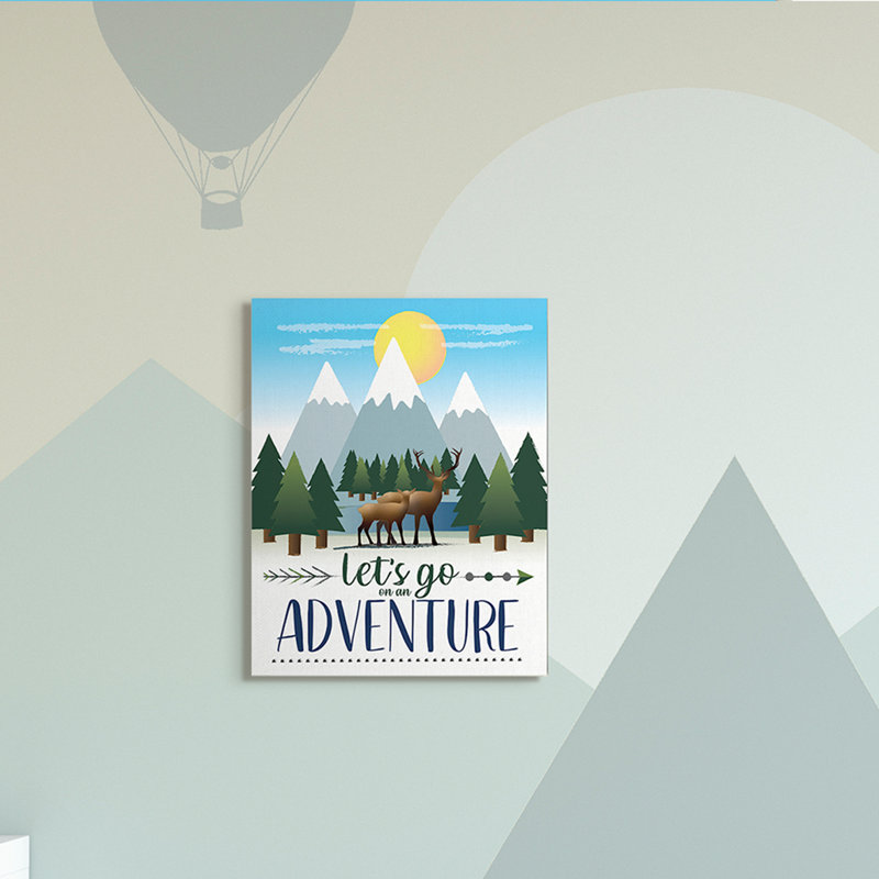 Aleia «All Go Adventure», phrase, forêt, animal, chaîne de montagnes, art, H 20 po x l 16 po, Toile tendue