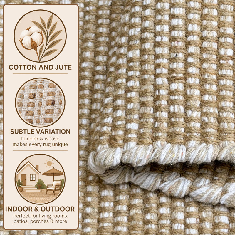 Tapis de couloir en coton Jute, Rectangle 72 po x 108 po
