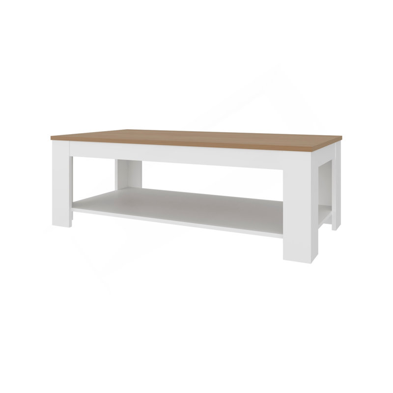 Rectangular Coffee Table With Lower Shelf, Wenge And Natural Oak